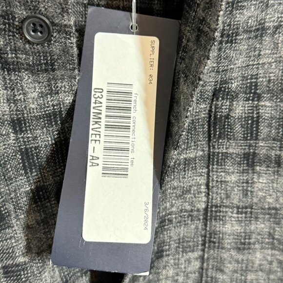 French Connection XS Grindle Check Grey/Black Shirt 100% Cotton Flannel - Picture 6 of 7